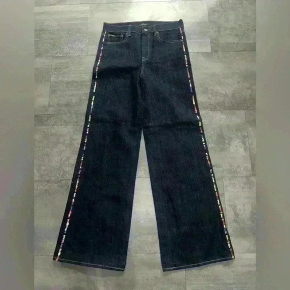 NEW Polo Ralph Lauren Ultra Stretch Wide Leg Jean Dark Indigo Rainbow - Picture 3 of 12